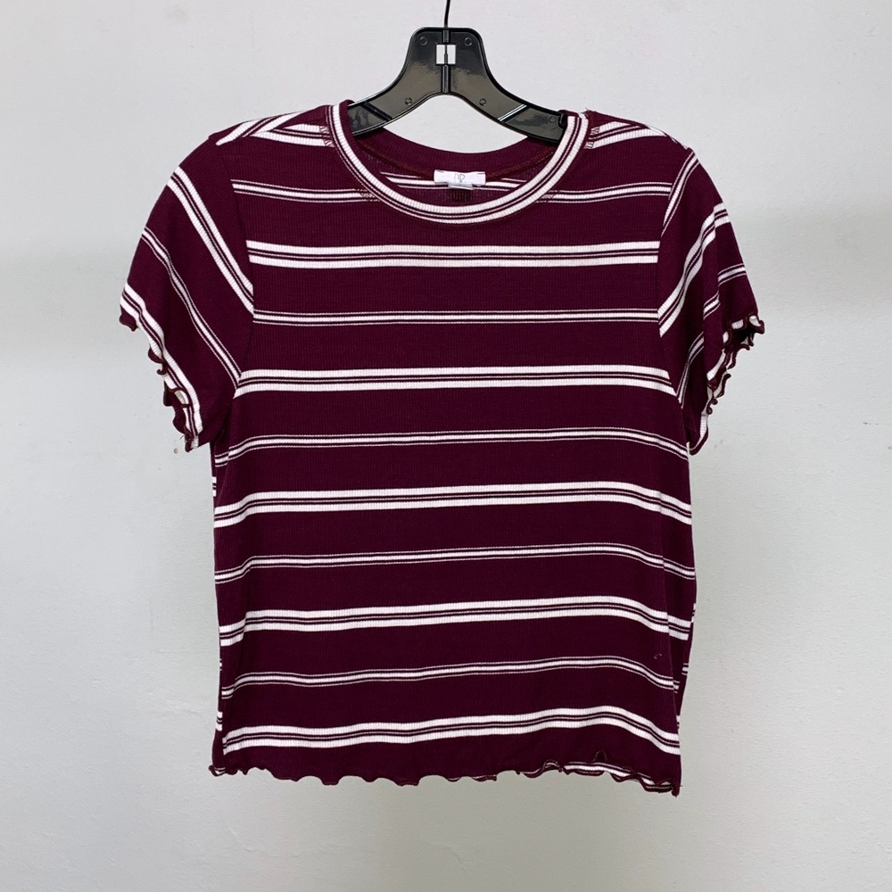 BP. lettuce edge finish ribbed striped top